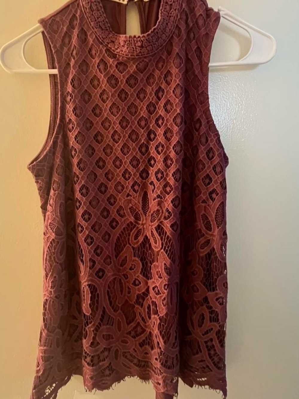 Rewind Sleeveless Lace Swing Top - Wine - Picture 2 of 4